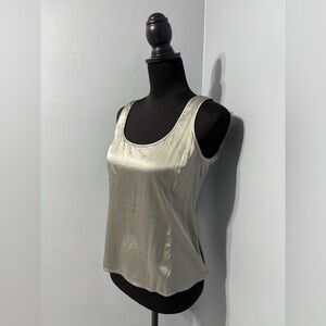ARMANI‎ COLLEZIONI Silver 100% Silk Tank Top with side zipper Women’s size 6